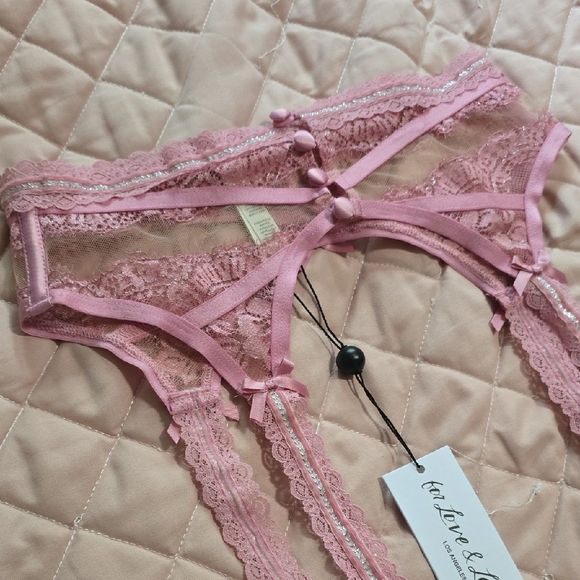 For Love And Lemons Pink Satin Lace Garter Belt Size XXS NWT - Picture 4 of 5